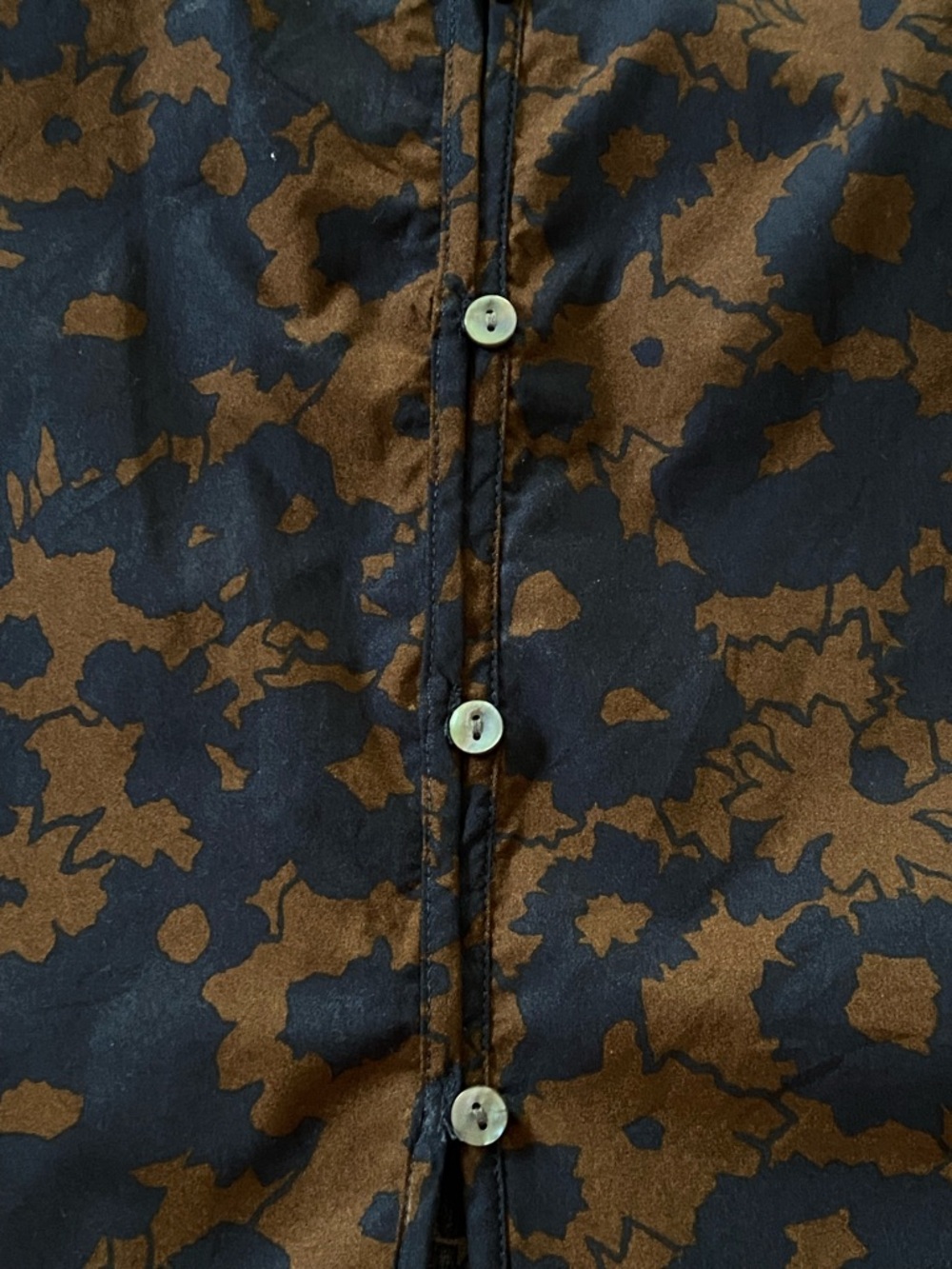 Time and Tru Navy and Brown Floral Boho Cottagecore Button-Down Blouse Size M - Picture 9 of 15